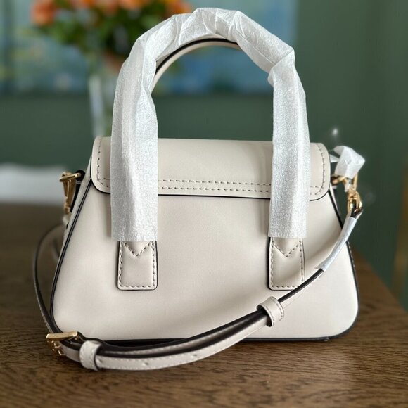 NEW! NWT Michael Kors Katya Small Flap Satchel Crossbody Purse Bag Ivory - Picture 3 of 11